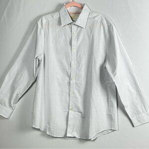 MICHAEL KORS slim fit button down shirt in grey linen blend- size 16 1/2 - 32/33